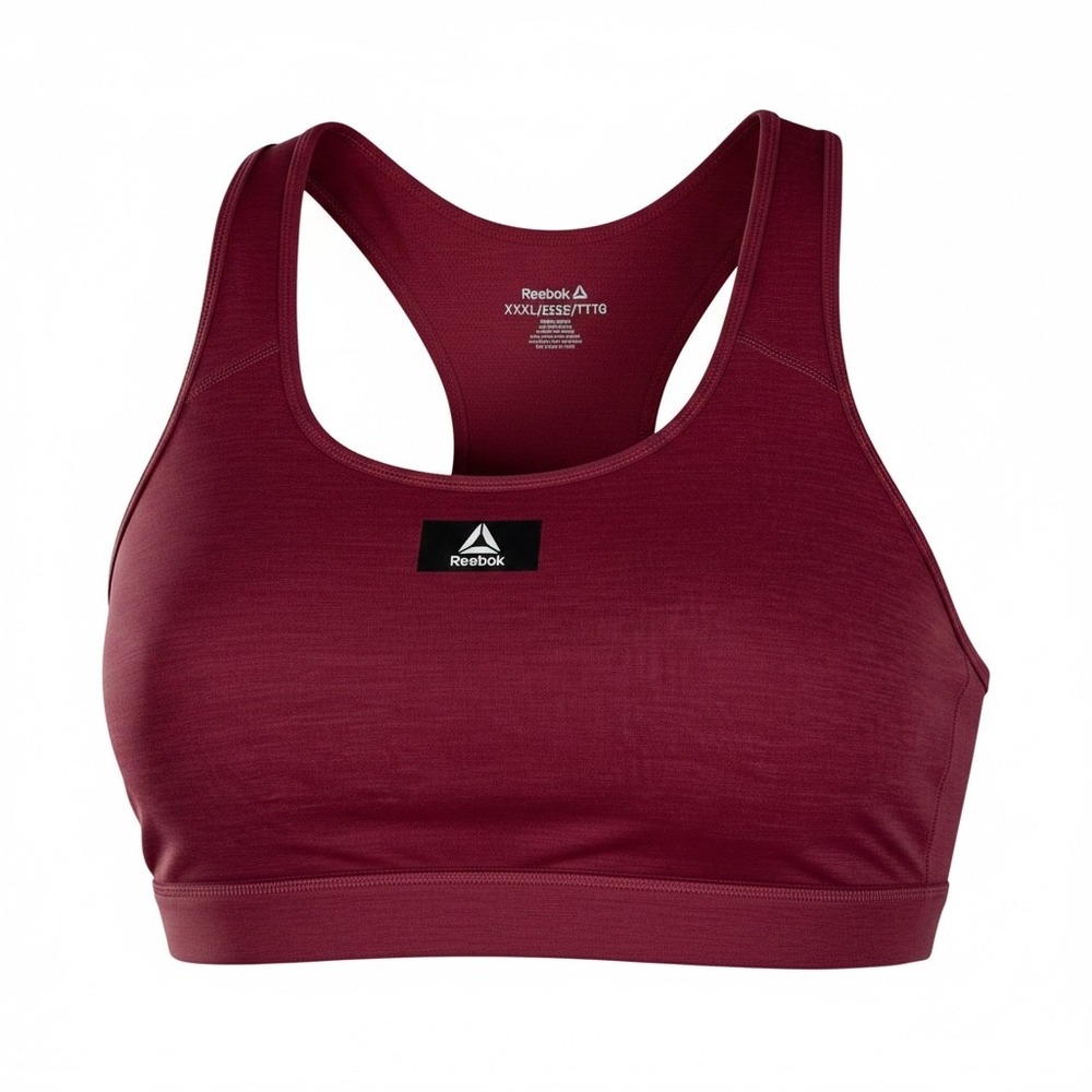 Reebok Sports Bra XXXL Burgundy Racerback Logo Band Athleisure Activewear EUC
